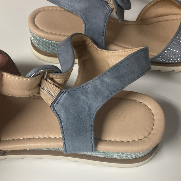 Clara Barson Silver Crystals Embellished Light Blue Suede Wedge Sandals 38EU 7.5 - Picture 11 of 14